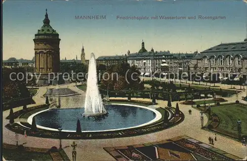 Mannheim Friedrichsplatz mit Wasserturm u.Rosengarten Kat. Mannheim