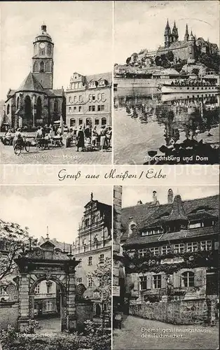 Meissen Elbe Sachsen Frauenkirche am Markt u.Albrechtsburg mit Dom Kat. Meissen