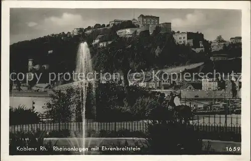 Koblenz Rhein Rheinanlagen mit Ehrenbreitstein Kat. Koblenz