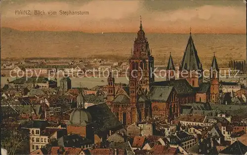 Mainz Rhein Blick vom Stephansturm / Mainz Rhein /Mainz Stadtkreis