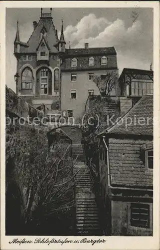 Meissen Elbe Sachsen Schlossstufen u.Burgtor Kat. Meissen