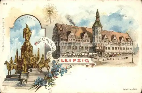 Leipzig Rathaus u.Sieges Denkmal Kat. Leipzig