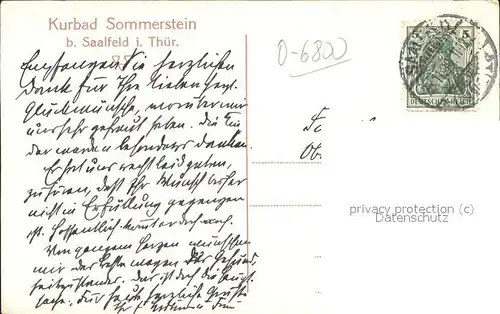 Saalfeld Saale Kurbad Sommerstein Kat. Saalfeld
