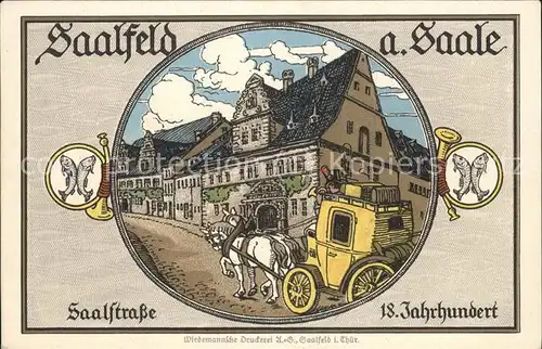 Saalfeld Saale Postkutsche Wappen Saalstr. 18. Jahrh.  Kat. Saalfeld