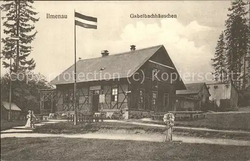 Ilmenau Thueringen Gabelbachhaeuschen Fahne Kat. Ilmenau