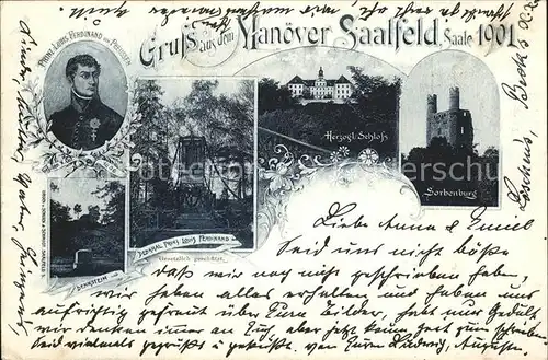 Saalfeld Saale Sorbenburg Herzogl. Schloss Prinz Louis Ferdinand Kat. Saalfeld