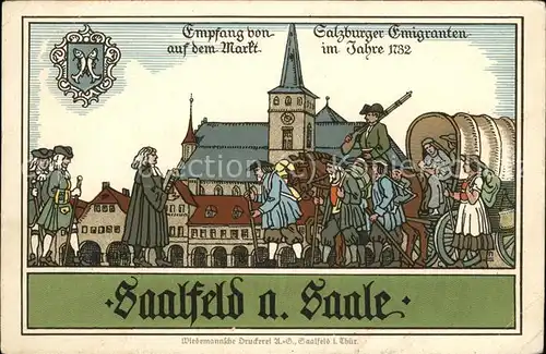 Saalfeld Saale Salzburger Emigranten im Jahr 1732 Wappen Kat. Saalfeld
