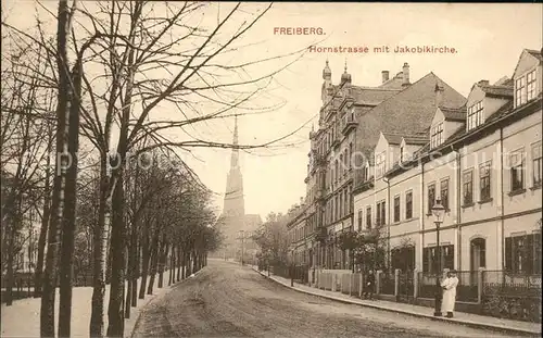 Freiberg Hornstrasse mit Jakobikirche Kat. Freiberg