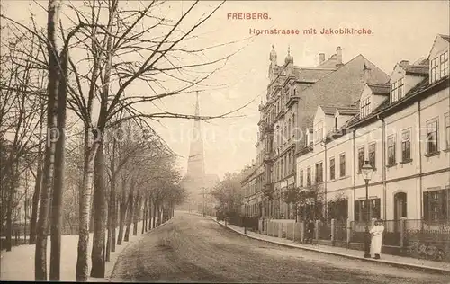 Freiberg Hornstrasse mit Jakobikirche Kat. Freiberg