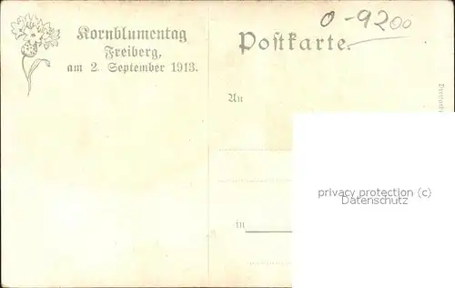 Freiberg Kornblumentag Kuenstlerkarte Gasse mit Kirchturm Kat. Freiberg
