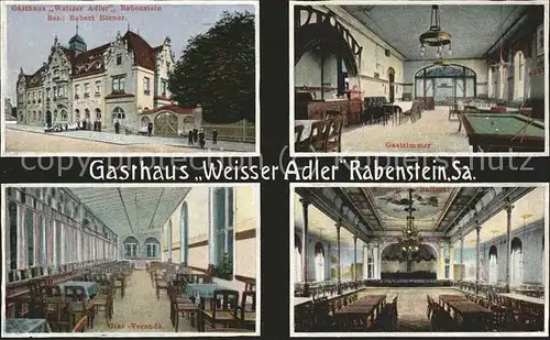 Rabenstein Chemnitz Gasthaus "Weisser Adler" Billiard Kat. Chemnitz