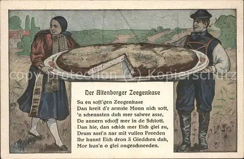 Altenburg Thueringen Altenburger Ziegenkaese Zeichnung Mann Frau und Riesenkaese / Altenburg /Altenburger Land LKR