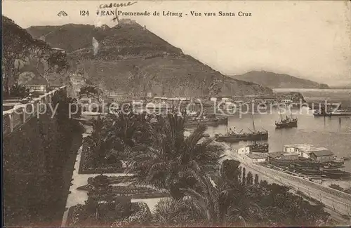 Oran Algerie Promenade de l Etang et le Port Bateaux vue vers Santa Cruz Kat. Oran