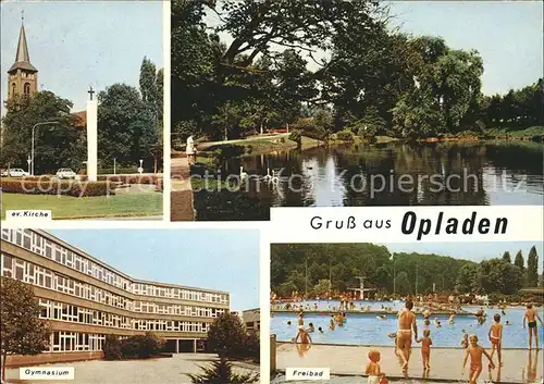 Opladen Freibad Gymnasium Kirche Kat. Leverkusen