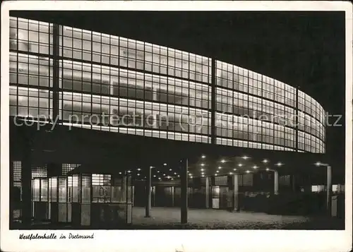 Dortmund Westfalenhalle bei Nacht Kat. Dortmund