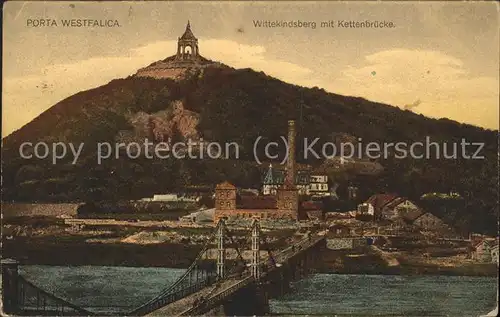 Porta Westfalica Kaiser Wilhelm Denkmal Wittenkindsberg Kettenbruecke Kat. Porta Westfalica