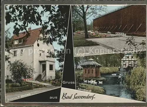 Bad Sassendorf Kurgarten Schlossteich Pension H. Meiners Kat. Bad Sassendorf