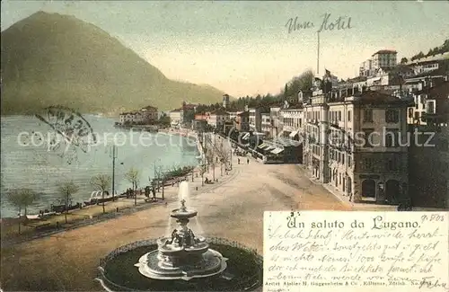 Lugano TI Panorama Brunnen Kat. Lugano