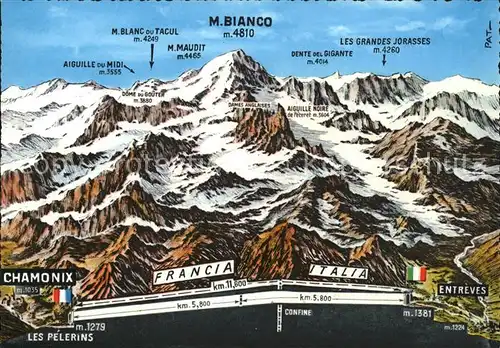 Chamonix Der Tunnel des Mont Blanc mit Alpenpanorama Kat. Chamonix Mont Blanc