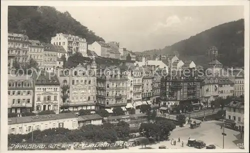 Karlsbad Eger Boehmen Alte Wiese mit Atlantic Palast Kat. Karlovy Vary