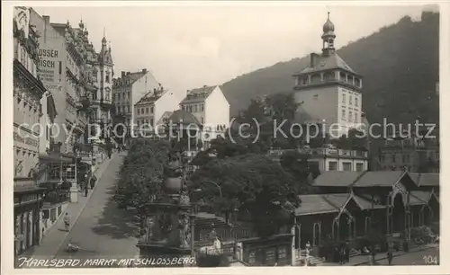 Karlsbad Eger Boehmen Markt mit Schlossberg Kat. Karlovy Vary