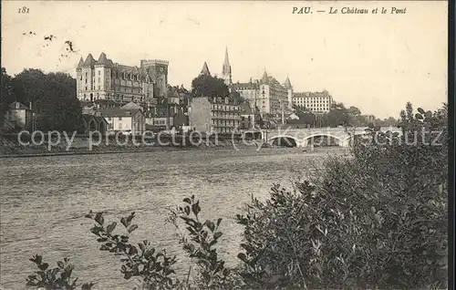 Pau Le Chateau et le Pont Kat. Pau