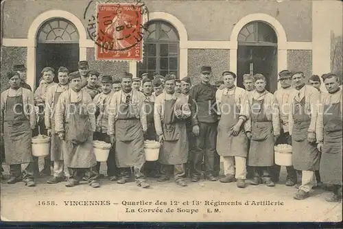 Vincennes Quartir des 12 et 13 Regiments d Artillerie La Corvee de Soupe Kat. Vincennes
