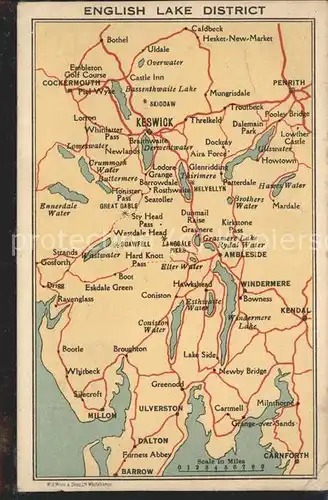 Keswick uebersichtskarte English Lake District Kat. Allerdale