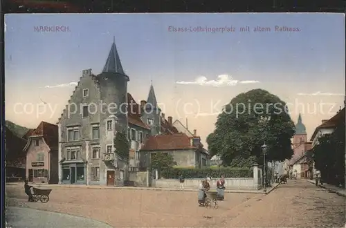 Markirch Elsass Lothringerplatz mit altem Rathaus Feldpost Kat. Sainte Marie aux Mines
