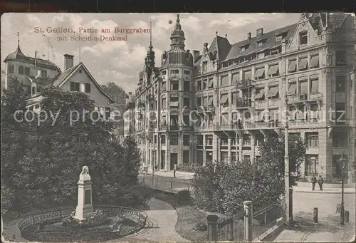 St Gallen SG Am Burggraben mit Scheitlin Denkmal Kat. St Gallen