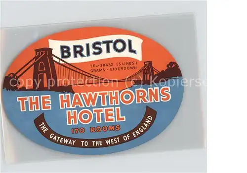 Bristol UK The Hawthorns Hotel Etikett / Bristol, City of /Bristol, City of
