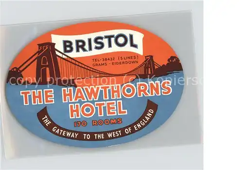 Bristol UK The Hawthorns Hotel Etikett / Bristol, City of /Bristol, City of