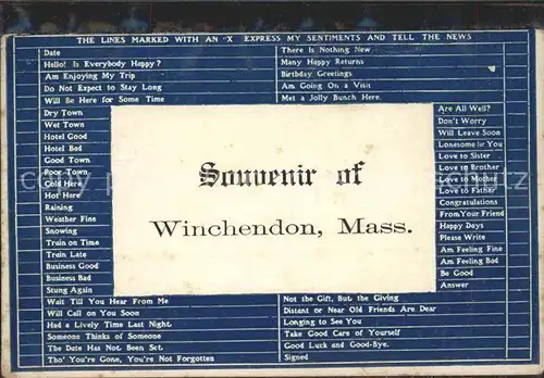 Winchendon Souvenir of  Kat. Winchendon