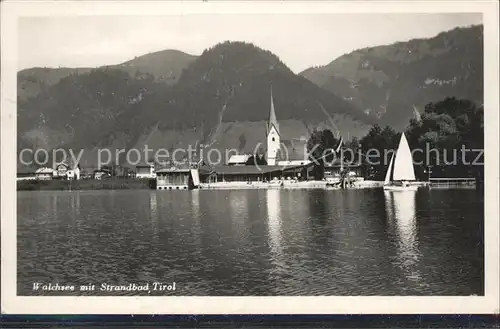 Walchsee Tirol Strandbad Segelboot Kat. Walchsee