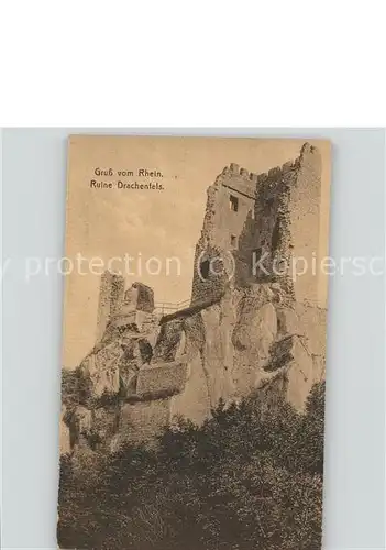 Drachenfels Burg Ruine Kat. Koenigswinter