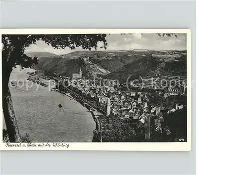 Oberwesel Rhein Panorama mit Schoenburg Rhein / Oberwesel /Rhein-Hunsrueck-Kreis LKR