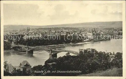 Koblenz Rhein Panorama mit Strassenbahnbruecke Kat. Koblenz
