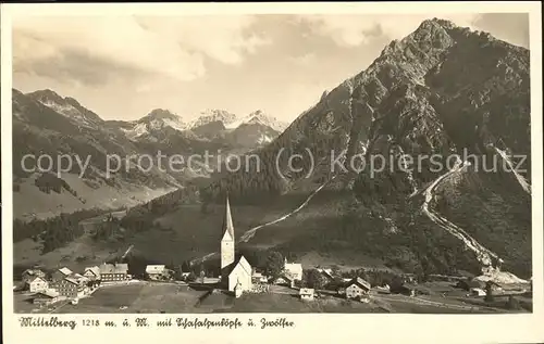 Mittelberg Vorarlberg Panorama mit Schafalpenkoepfe und Zwoelfer Allgaeuer Alpen Kat. Mittelberg