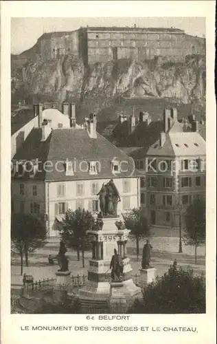 Belfort Alsace Monument des Trois Sieges Sculpteur Bartholdi et le Chateau et Lion Kat. Belfort