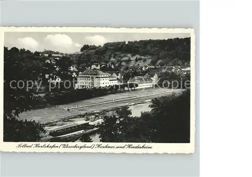 Bad Karlshafen Solbad Kurhaus und Kinderheim Weser Schiff Feldpost Kat. Bad Karlshafen