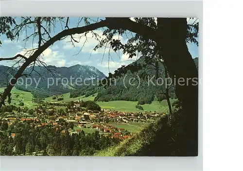 Ruhpolding Gesamtansicht mit Hochfelln und Westernberg Chiemgauer Alpen Kat. Ruhpolding