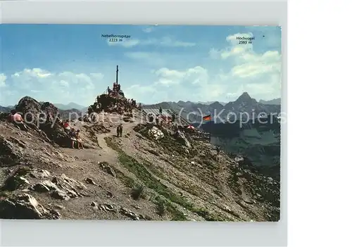 Oberstdorf Nebelhornspitze Gipfelkreuz Berggasthaus Hochvogel Allgaeuer Alpen Kat. Oberstdorf