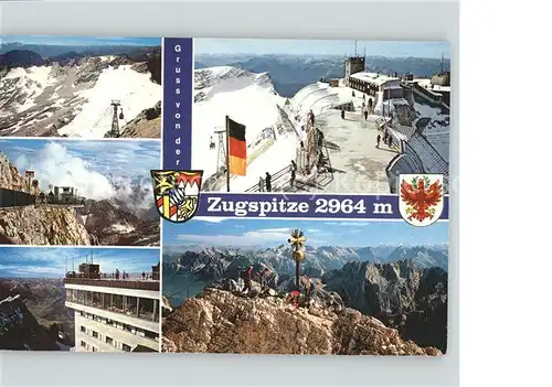 Zugspitze Muenchner Haus Schneeferner Gipfelbahn Kreuz Berggaststaette Alpenpanorama Wappen Kat. Garmisch Partenkirchen