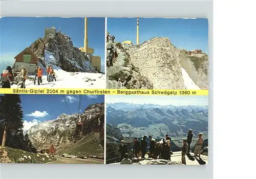 Schwaegalp Saentis Gipfel gegen Churfirsten Berggasthaus Kat. Schwaegalp