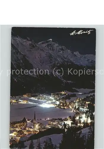 St Moritz GR Dorf und Bad bei Nacht Wintersportplatz Kat. St Moritz