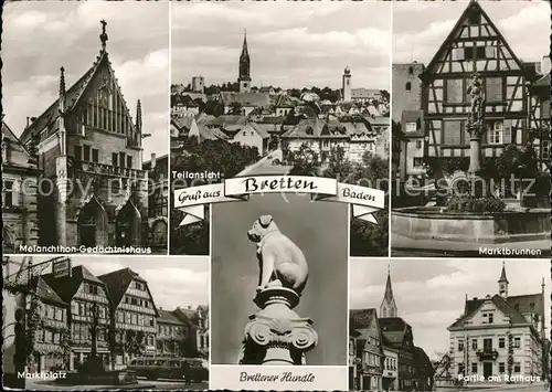 Bretten Baden Marktbrunnen u.Rathaus Kat. Bretten