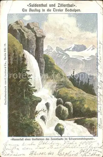 Sulden Ortler Wasserfall eines Quellarmes des Zemmbachs im Schwarzensteingrund / Stilfs /Trentino-Suedtirol