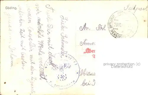 Goeding Tschechien (mit Dienstpostzensurstempel) Kat. Hodonin