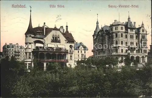 Karlsbad Eger Boehmen Villa Silva u.Savoy Westend Hotel Kat. Karlovy Vary