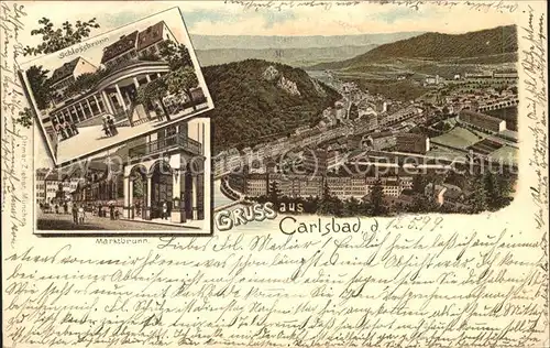 Karlsbad Eger Boehmen Schlossbrunnen u.Marktbrunnen Kat. Karlovy Vary